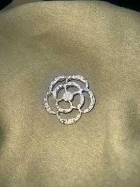 Chanel Gold Floral Openwork Brooch with Pearl Accent